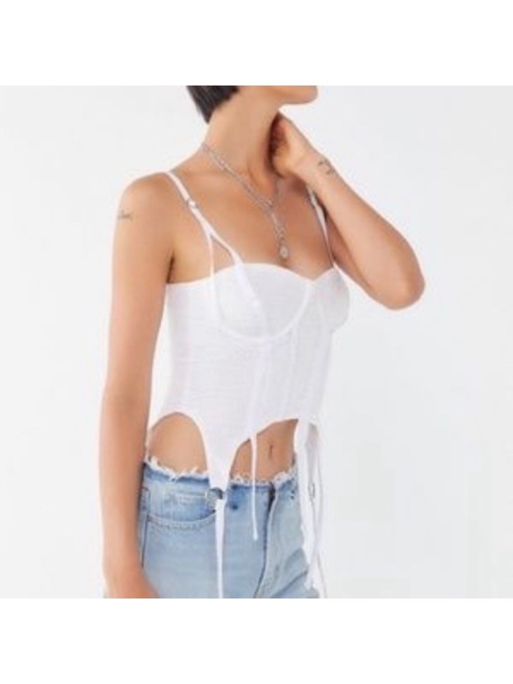 For Love and Lemons REVOLVE White Eyelet Underwire Corset Garter Top XS